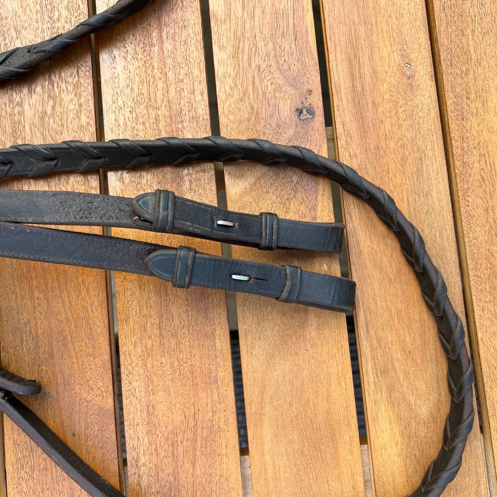 Fancy Stitched Hunter Laced Reins Equestrian Tack - Picture 5 of 9